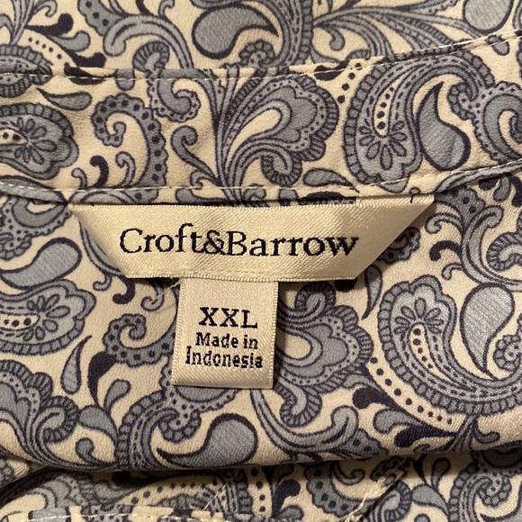 Croft & Barrow Blue/White Print Pullover Blouse Short Sleeve Womens XXL - Picture 4 of 6
